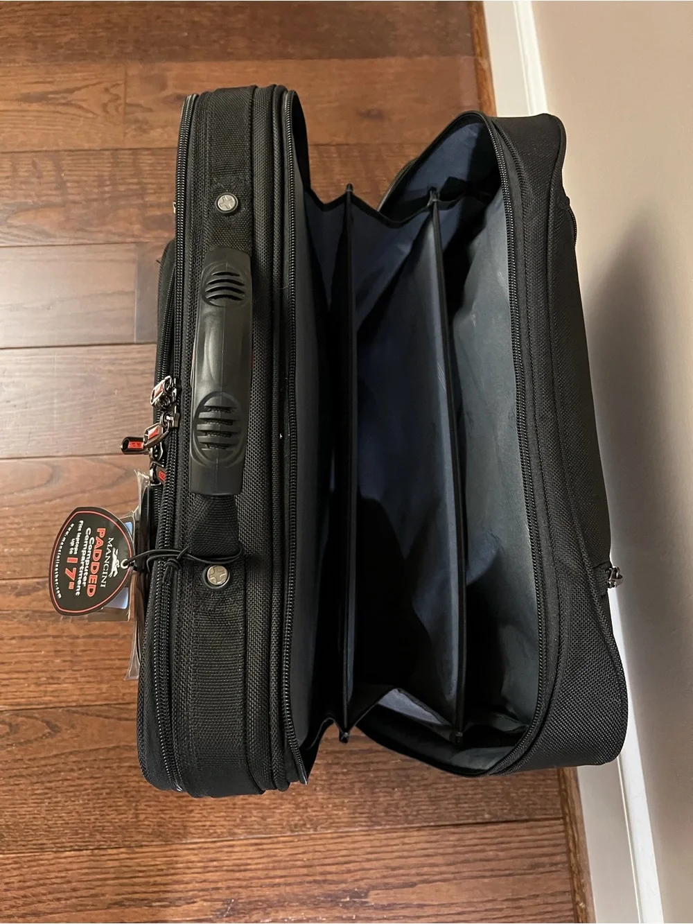 Mancini Black Padded Laptop Briefcase - Fits 17